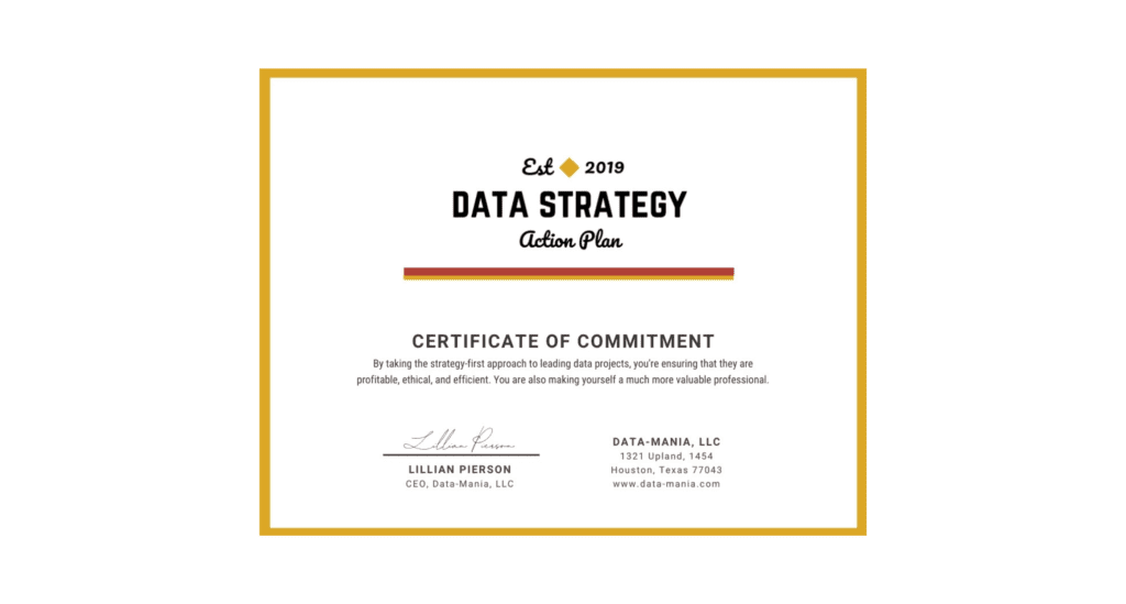 Data Strategy Action Plan Certificate Mockup