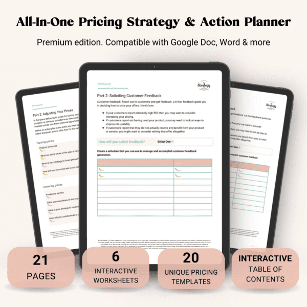 Pricing Strategy and Action Planner Sneak Peek 1
